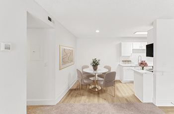 A kitchen and dining area 